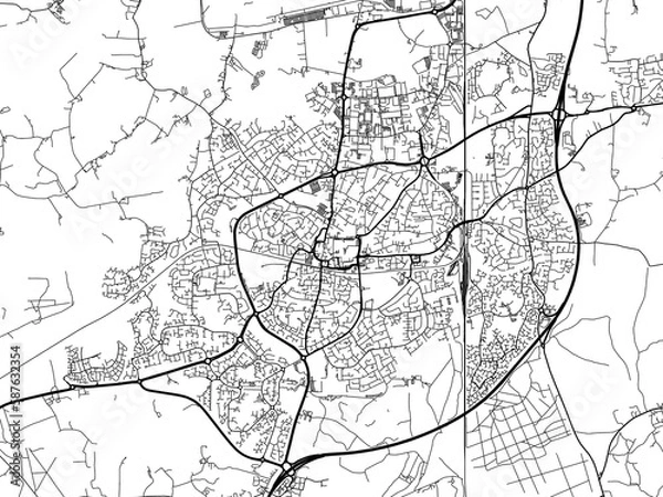 Obraz Road map of the city of  Crawley the United Kingdom on a white background.