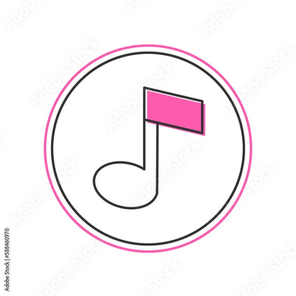 Fototapeta Filled outline Music note, tone icon isolated on white background. Vector