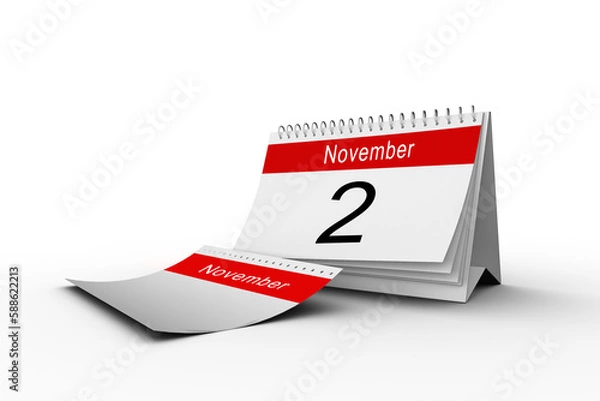 Fototapeta Desk calendar showing date of 2nd November