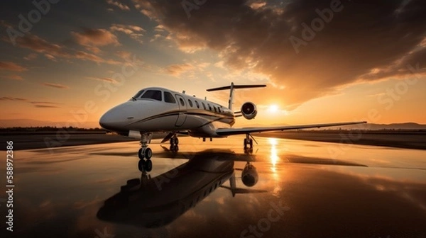 Fototapeta Small private business jet. Generative AI