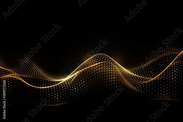 Fototapeta Gold abstract wavy particles background