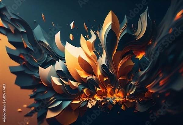 Fototapeta Modern abstract panoramic wallpaper. art background. Generative AI