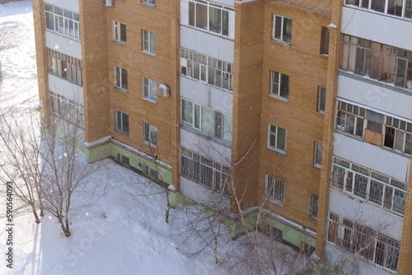 Fototapeta houses in the snow