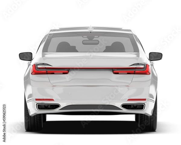 Fototapeta White luxury car isolated on transparent background. 3d rendering - illustration