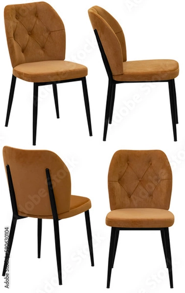 Fototapeta Chair for home or cafe. Interior element. Isolated from the background. From different angles