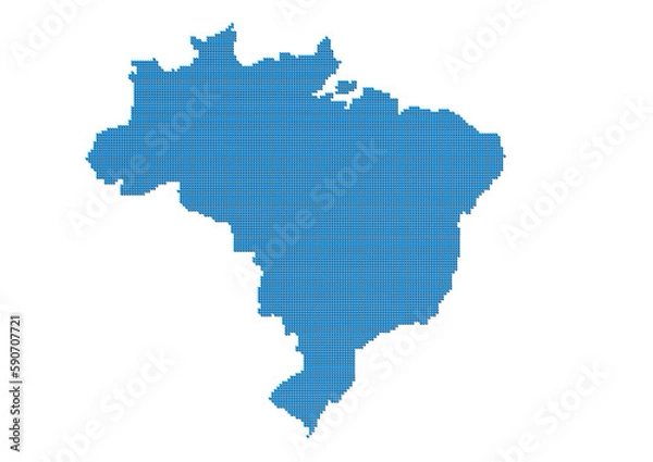 Fototapeta An abstract representation of Brazil, vector Brazil map made using a mosaic of blue dots with shadows. Illlustration suitable for digital editing and large size prints. 