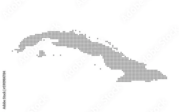 Fototapeta Pixel map of cuba. dotted map of cuba isolated on white background. Abstract computer graphic of map.