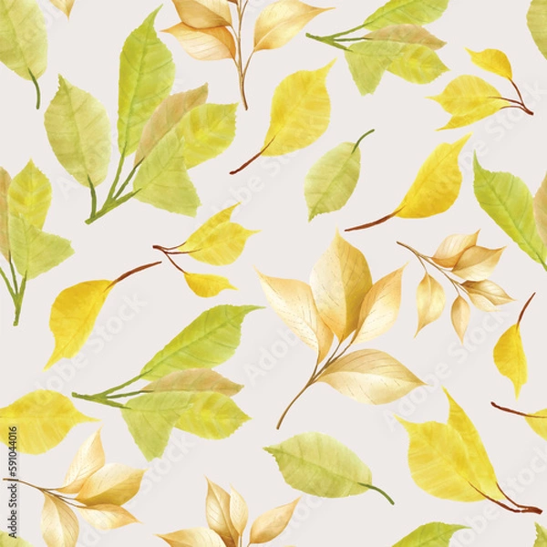 Fototapeta autumn and summer cherry blossom seamless pattern