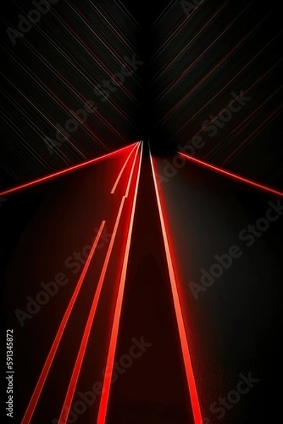 Fototapeta Red LED Lines on black background 