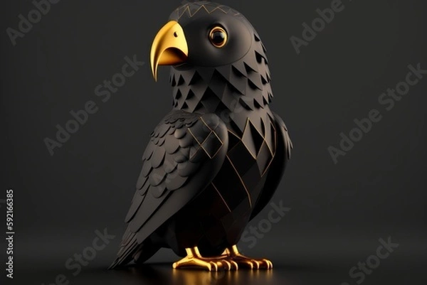 Fototapeta Golden and black colors parrot. generative ai