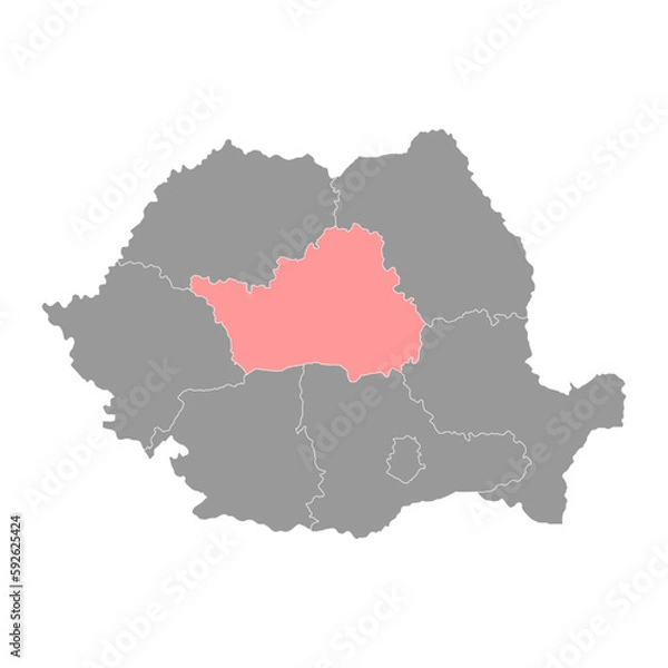 Fototapeta Centru development region map, region of Romania. Vector illustration.