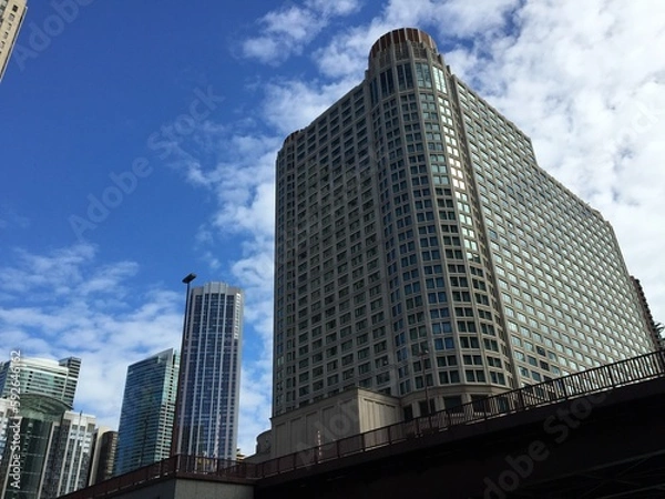 Fototapeta Skyscrapers in Chicago with a big blue sky