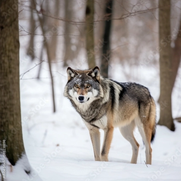 Obraz Grey Wolf In Snowy Forest