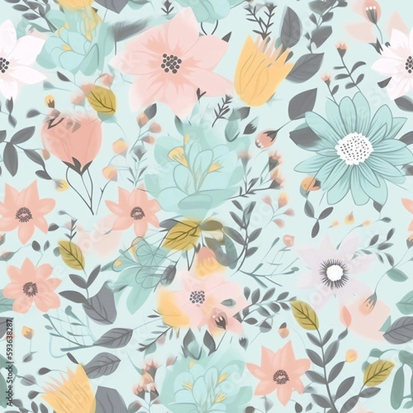 Fototapeta Seamless and repeatable Flower pattern vintage style, texture background use as wallpaper