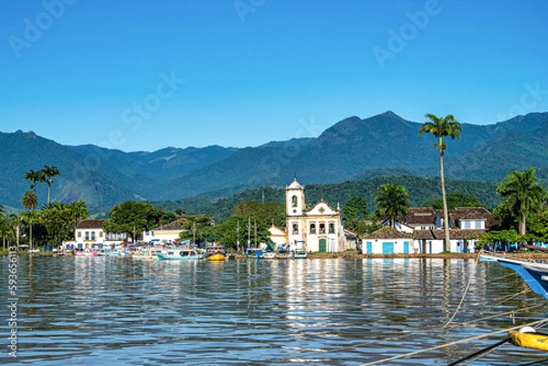 Fototapeta The Jesuit Baroque-Rococo style of the 18th century Church of Santa Rita in Paraty on Brazil's Costa Verde