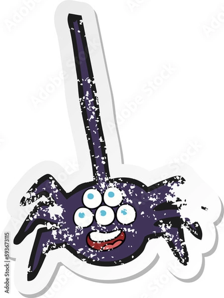 Fototapeta retro distressed sticker of a cartoon halloween spider