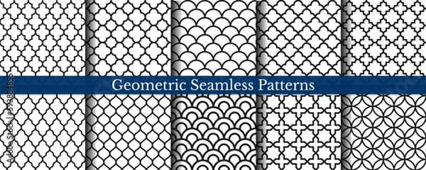 Fototapeta Geometric seamless patterns. Retro pattern set. Vector