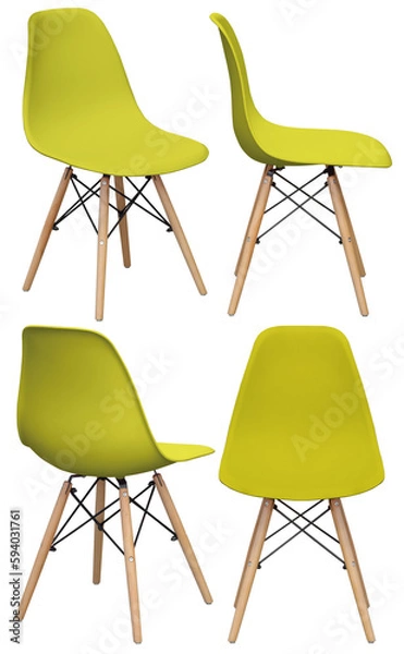 Fototapeta Designer modern chair for home or cafe. Isolated from the background. Interior element. From different angles