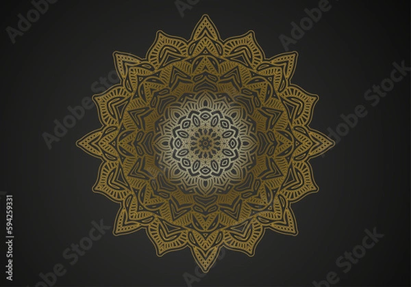 Fototapeta luxury ornamental mandala design background in gold color