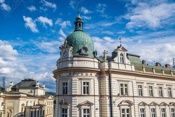 Fototapeta Polish Theater and Polish Post buildings in Bielsko-Biala, Poland