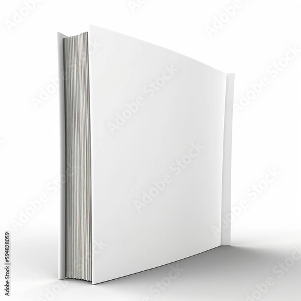 Fototapeta A huge book on a white background. Hardback book cover mockup white book on a white background. Book mockup blank cover. 3D realistic illustration. Generative AI