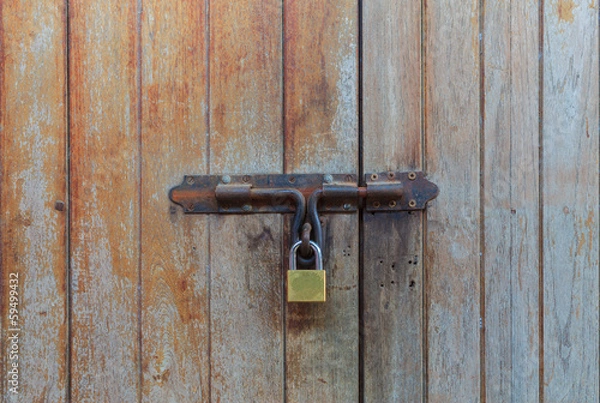 Fototapeta Locked wooden door