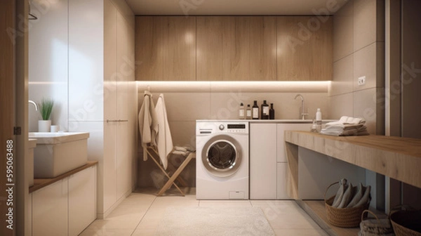 Fototapeta laundry room for home interior architecture with a minimalist style