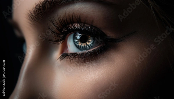 Fototapeta Beautiful caucasian woman staring with shiny eyes generated by AI