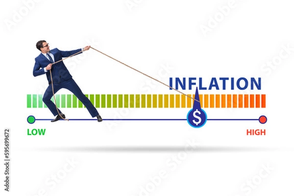 Fototapeta Businessman in the high inflation concept