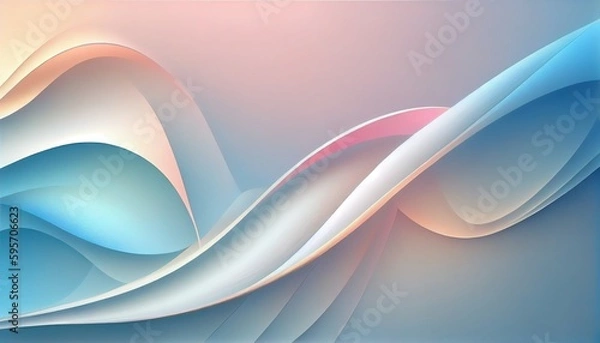 Fototapeta Tranquil Gradient & Delicate Lines Abstract Background, Pastel Pink to Sky Blue, Graceful Curves, Toon Shading, Flat Colors, Simplified Shapes, Bold Outlines, Dynamic Poses. Generative AI.