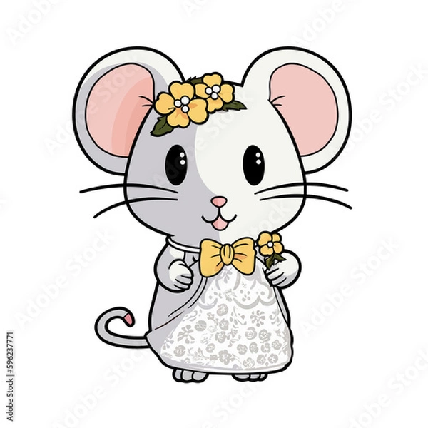 Fototapeta Cute clipart wedding mouse