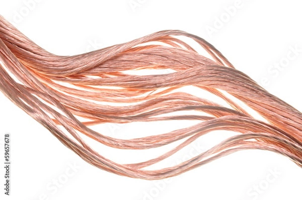 Fototapeta Copper wires isolated on white background 