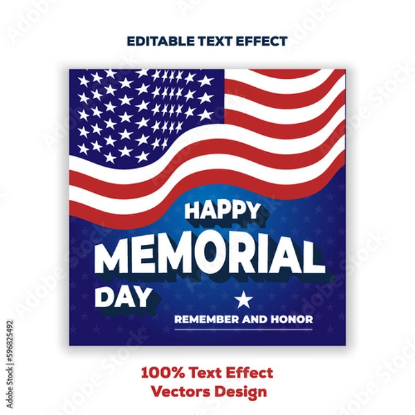 Fototapeta Happy Memorial Day background. Usa memorial day celebration. American national holiday. Abstract stars template. element national flag. shooting star illustration