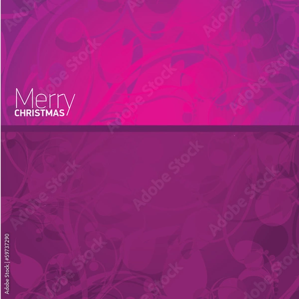 Fototapeta vector merry christmas decorative violet floral background.