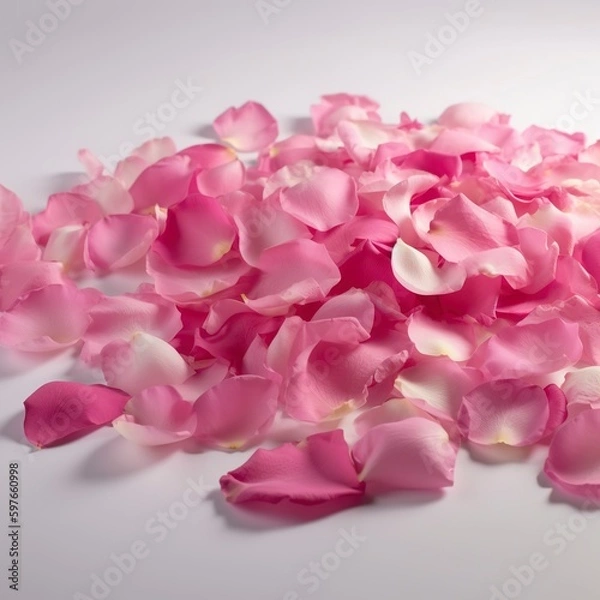 Fototapeta pink rose petals on white background.