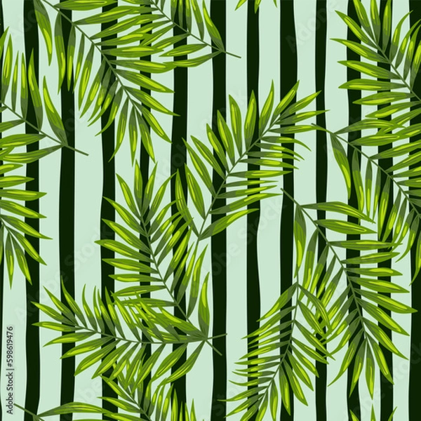 Fototapeta Abstract exotic plant seamless pattern. Tropical palm leaves pattern. Fern leaf wallpaper. Botanical texture. Floral background.