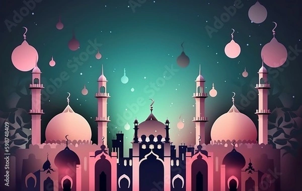 Fototapeta illustration, letterless ramadan greeting card, ai generative