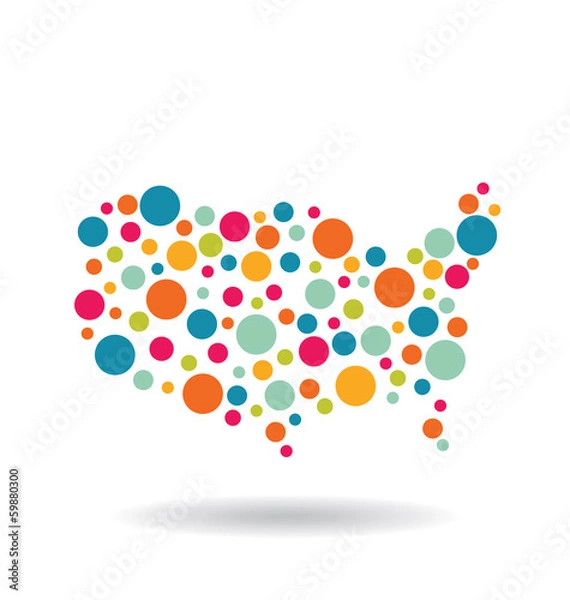 Fototapeta Vector Map USA circles