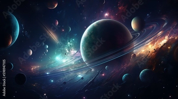 Fototapeta awesome space planet landscape background