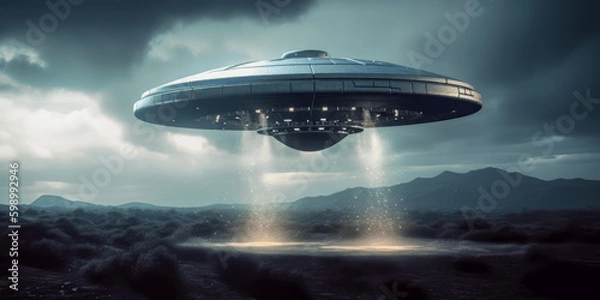 Fototapeta UFO, flying saucer, alien flying object