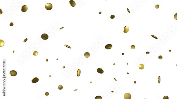 Fototapeta Golden confetti falling down isolated on transparent background.