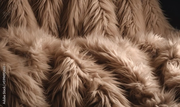 Fototapeta  a close up of a furry animal's fur on a black background.  generative ai