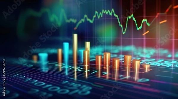 Obraz stock market investment graph on financial numbers abstract background, concept of business investment and crypto currency