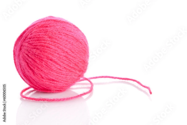 Fototapeta Ball of knitting yarn on a white background