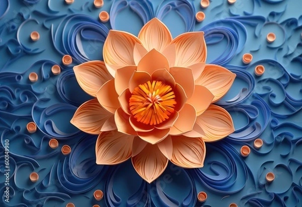 Fototapeta A beautiful Lotus flower . This wallpaper is suitable for interior mural painting wall art decor or 3D backgound. AI