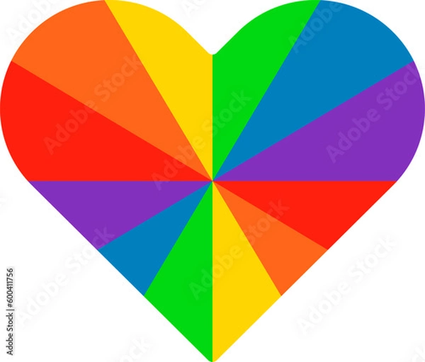 Obraz Shining Love LGBT Rainbow Heart. Pride Month Symbol. LGBT Flag. LGBTQ+ Sign. LGBTQIA Parade Event. Colorful Shape Isolated.