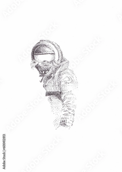 Fototapeta Pen and ink drawing of a female snowboarder