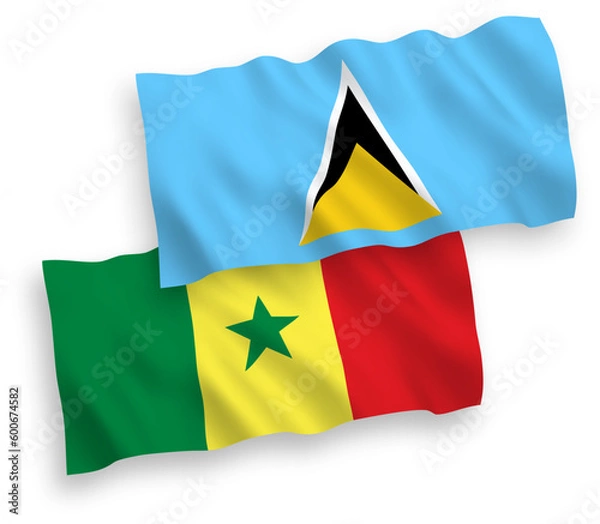 Fototapeta Flags of Saint Lucia and Republic of Senegal on a white background