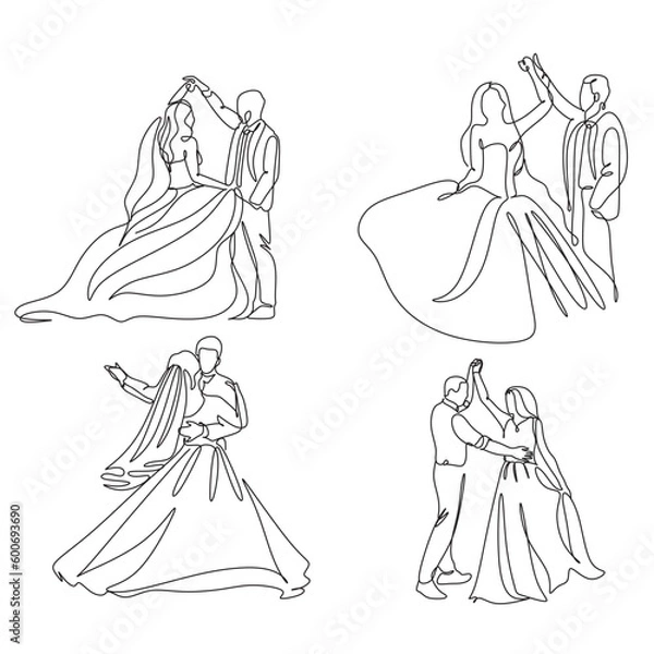 Fototapeta Bride and groom isolated on background