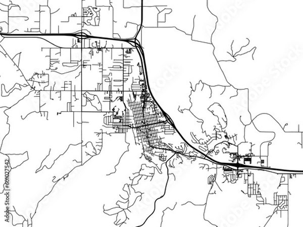 Fototapeta Vector road map of the city of  Spearfish South Dakota in the United States of America on a white background.